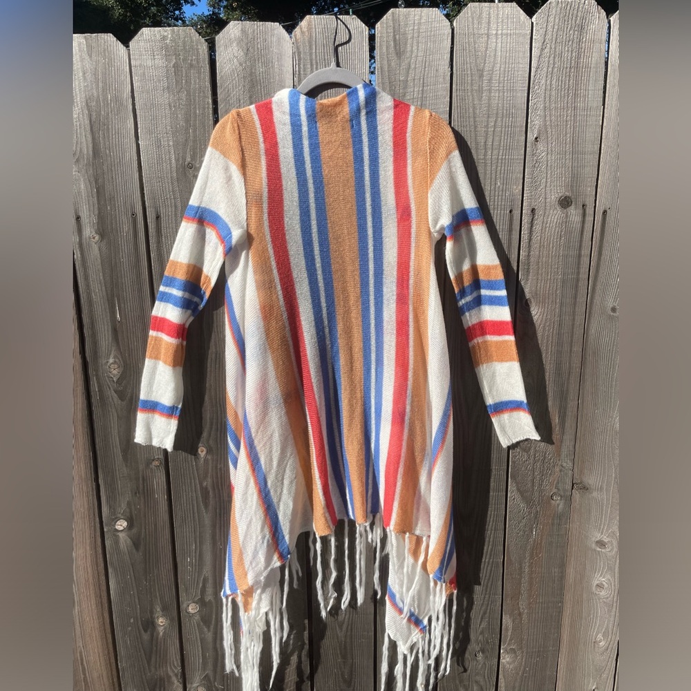 Love Stitch Striped Tassel Shall Cover Up Cardigan - Picture 2 of 4